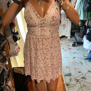 Aqua light pink printed dress